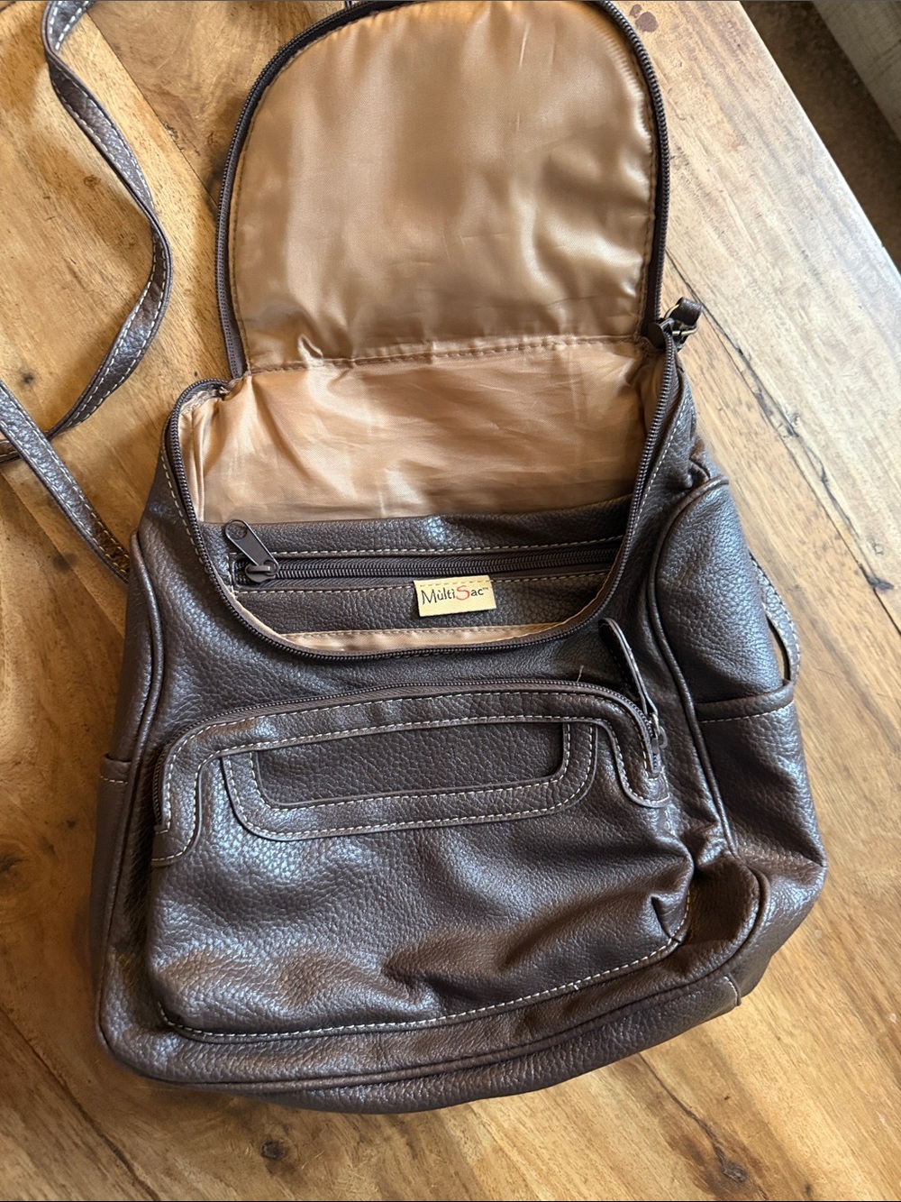 Multi Sac Brown Leather backpack bag